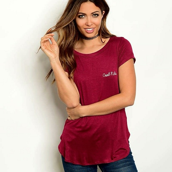 Tops - SALE!! Maroon Short Sleeve Cool Kids Tee Shirt BN